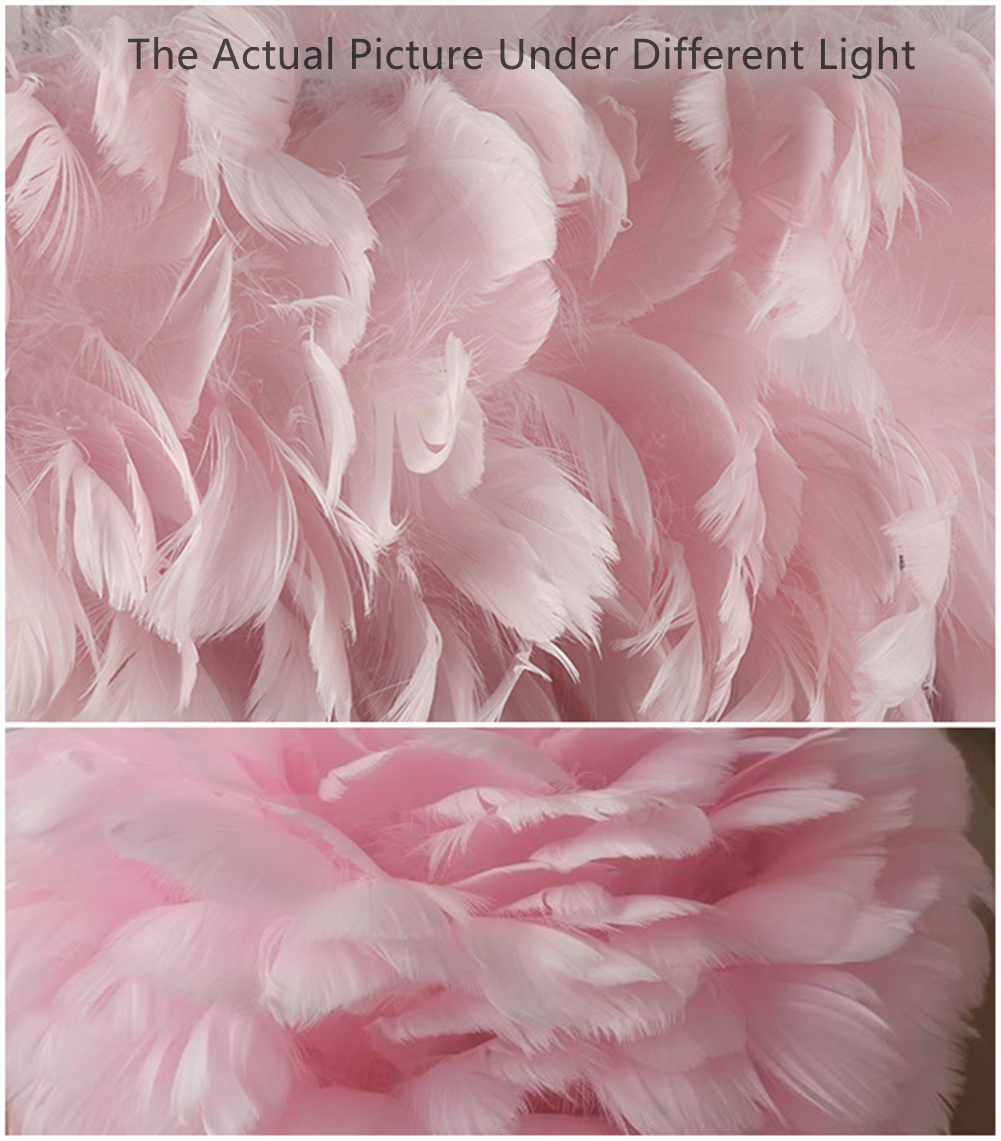 FJFJGO PENDANT LIGHTS Pink Feather Chandelier Girls Room Light Fixture Nordic Feather Pendant Light