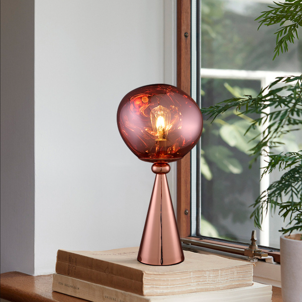 FJFJGO TABLE LAMP Modern Gold Table Lamp Tall Globe Desk Lamp Contemporary Mirrored Lampshade Round Ball Nightstand Lamp