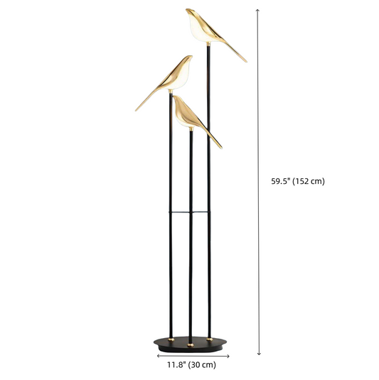 FJFJGO FLOOR LAMP Modern Black and Gold Floor Lamp Unique Lamps Tall Metal Standing Light 3 Vivid Birds Shade Art Deco Floor Lamps - Warm Light