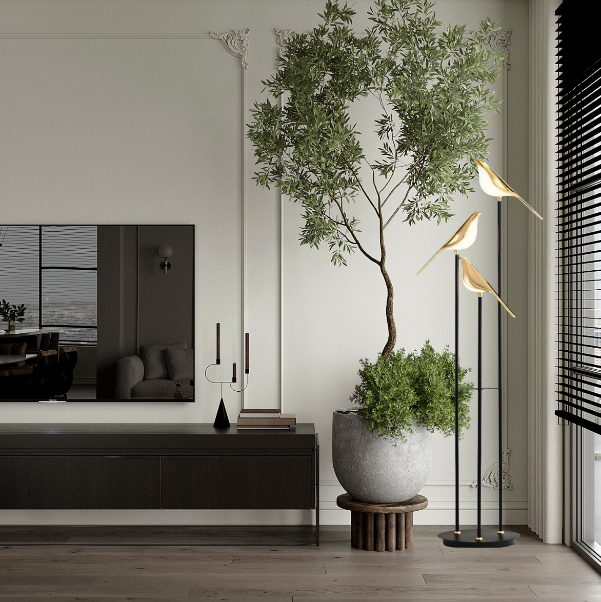 FJFJGO FLOOR LAMP Modern Black and Gold Floor Lamp Unique Lamps Tall Metal Standing Light 3 Vivid Birds Shade Art Deco Floor Lamps - Warm Light