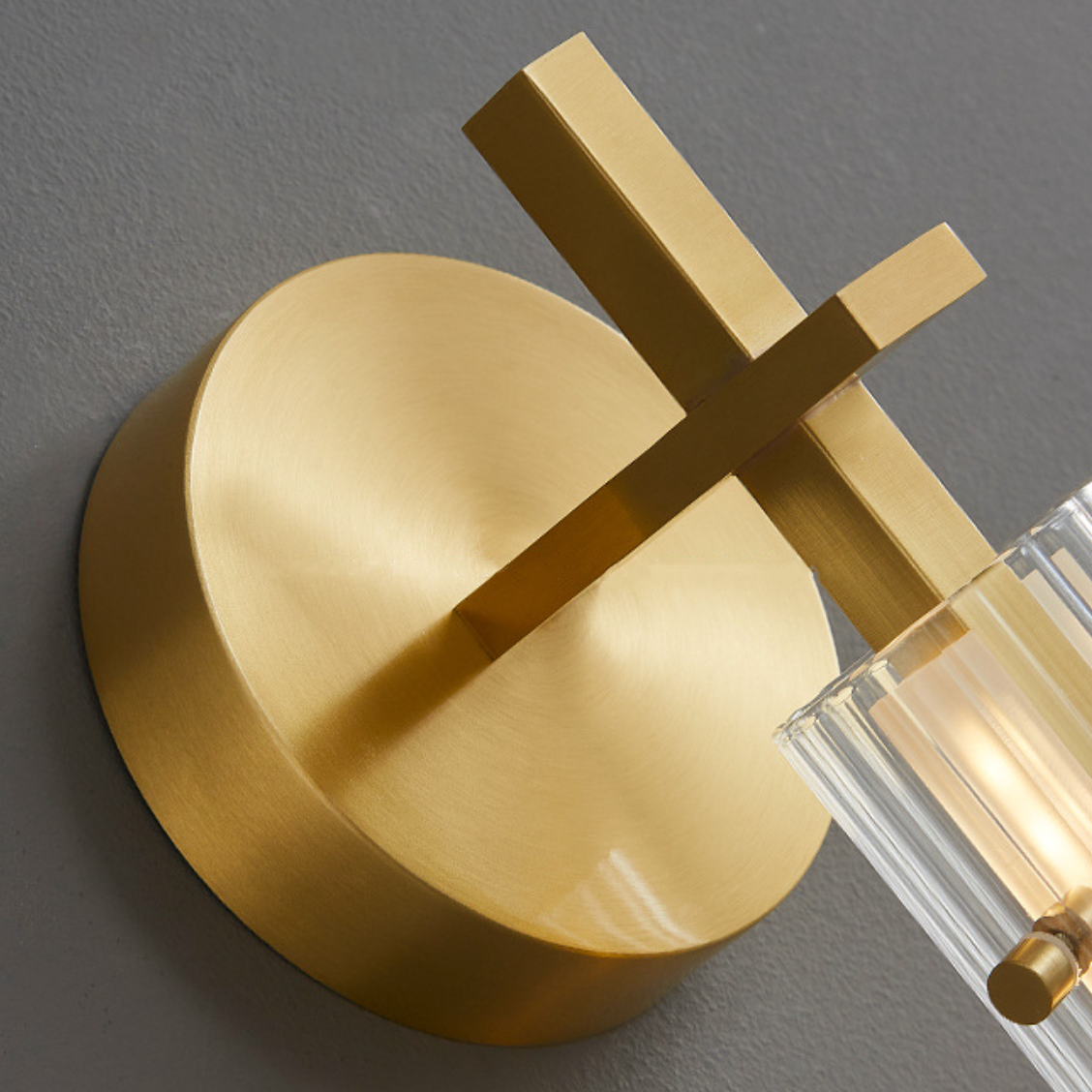 FJFJGO WALL LIGHTS Cylinder Fluted Glass Wall Sconce Brass Wall Lamp Glass Tube Sconce Wall