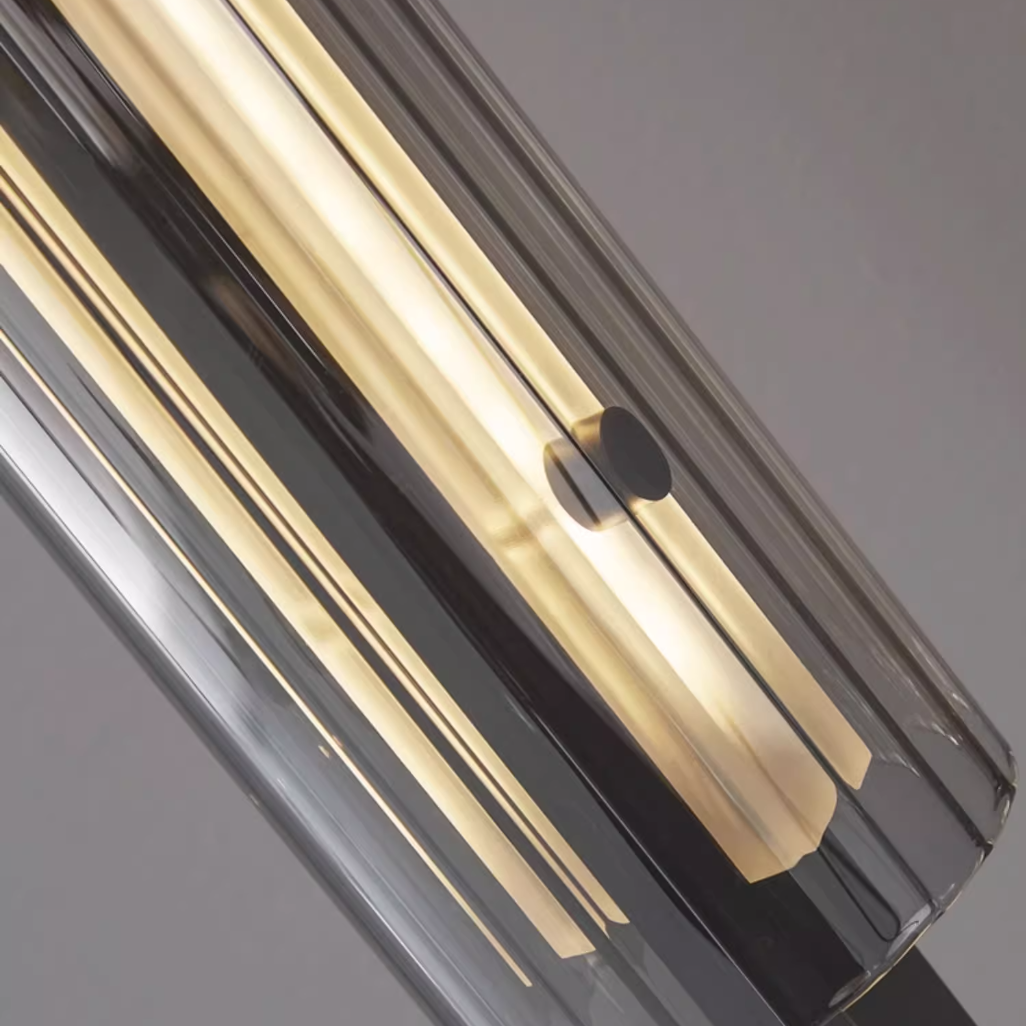 FJFJGO WALL LIGHTS Cylinder Fluted Glass Wall Sconce Brass Wall Lamp Glass Tube Sconce Wall