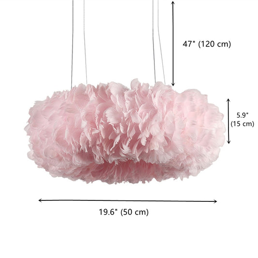 FJFJGO PENDANT LIGHTS Pink Feather Chandelier Girls Room Light Fixture Nordic Feather Pendant Light
