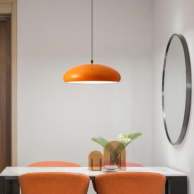 FJFJGO PENDANT LIGHTS Mid-Century Modern Orange Pendant Light Large Dome Chandelier Scandinavian Hanging Lamp