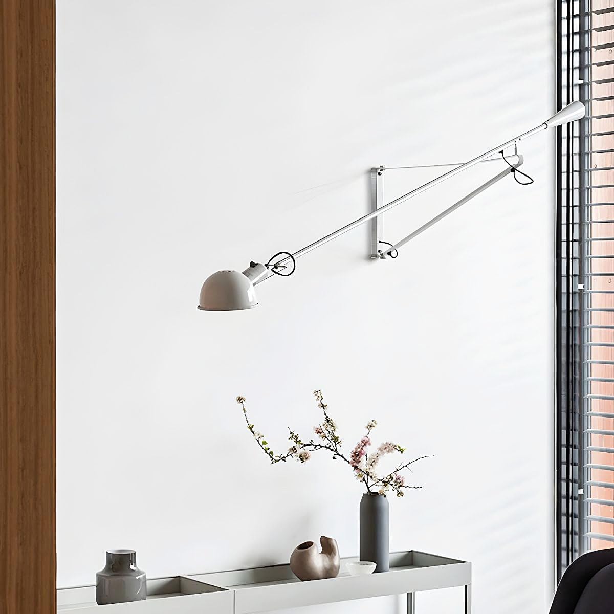FJFJGO WALL LIGHTS Long Arm Wall Lamp White Modern Plug-in Sconces Wall Lighting