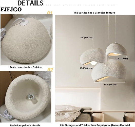 FJFJGO PENDANT LIGHTS Scandinavian Pendant Lights Kitchen Island Beige White Concrete Cement Look Pendant Light