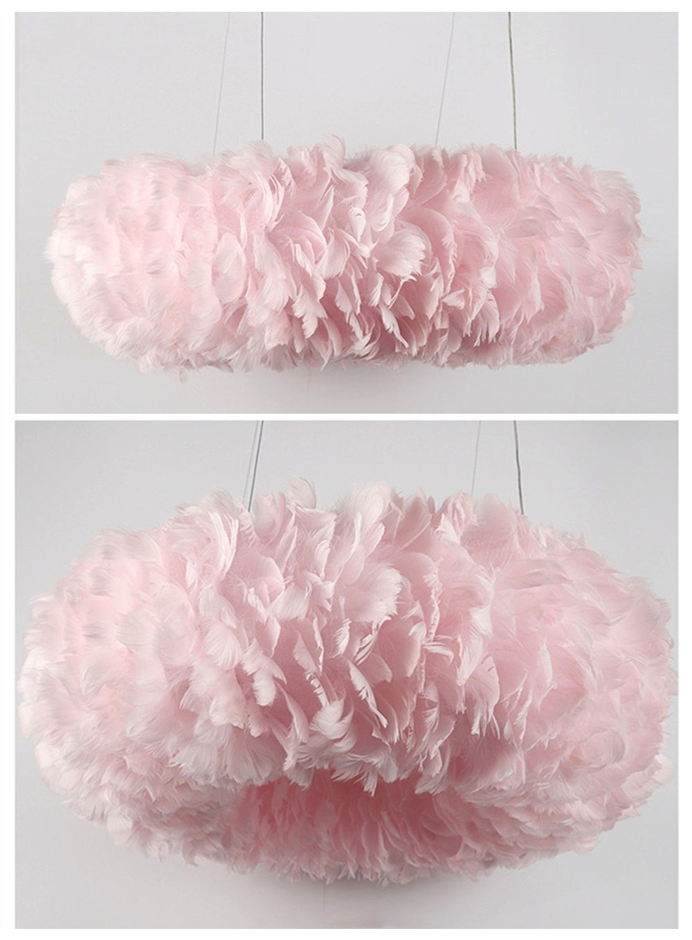 FJFJGO PENDANT LIGHTS Pink Feather Chandelier Girls Room Light Fixture Nordic Feather Pendant Light