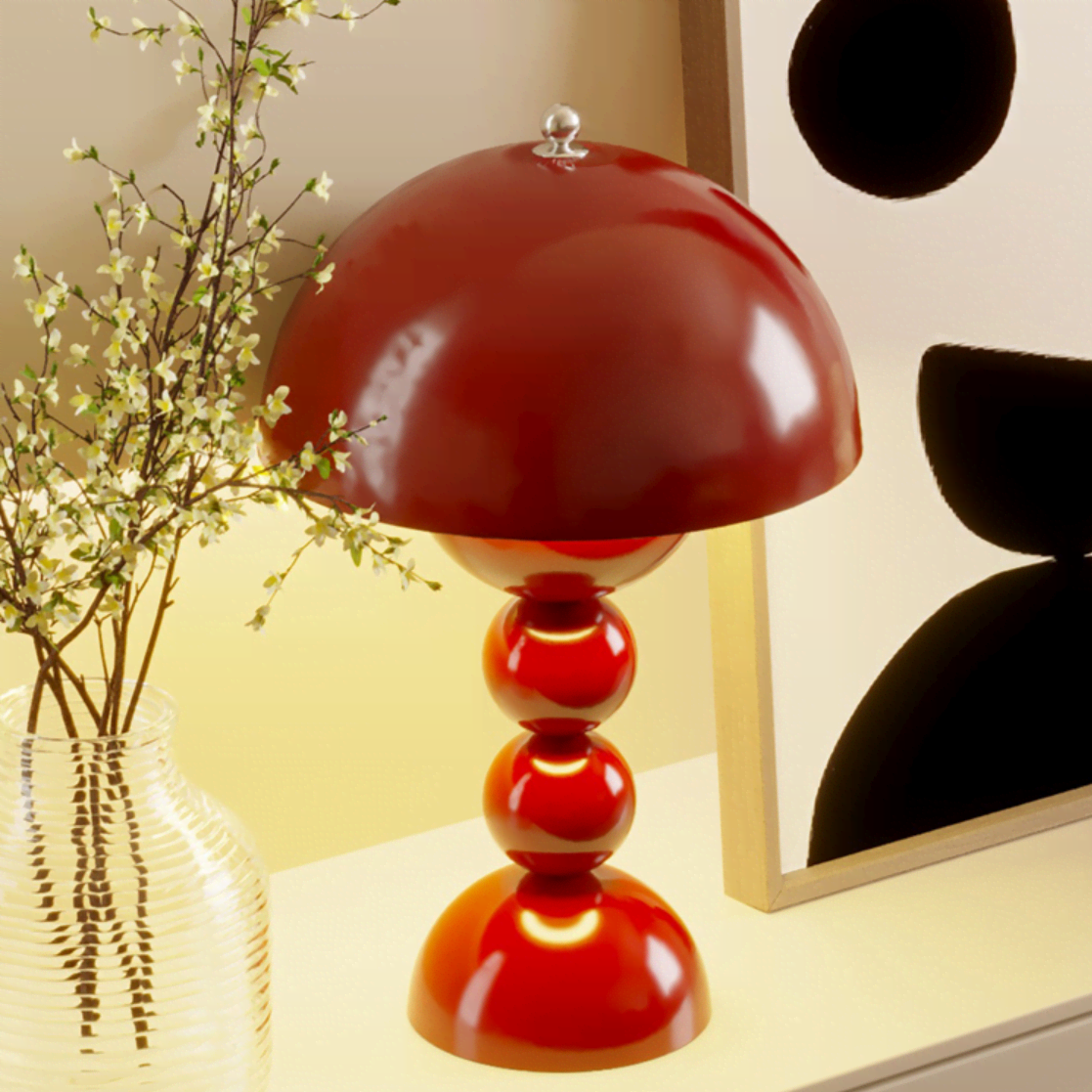 FJFJGO TABLE LAMP Aesthetic Mushroom Accent Table Lamps Nordic Small Bedside Lamp for Living Room Bedroom Mid Century Modern Table Lamp