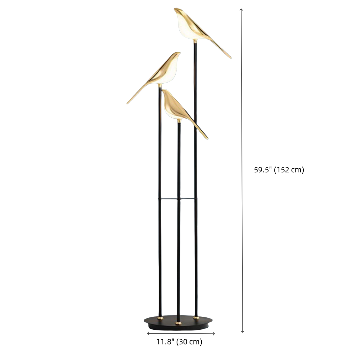 FJFJGO FLOOR LAMP Modern Black and Gold Floor Lamp Unique Lamps Tall Metal Standing Light 3 Vivid Birds Shade Art Deco Floor Lamps - Warm Light