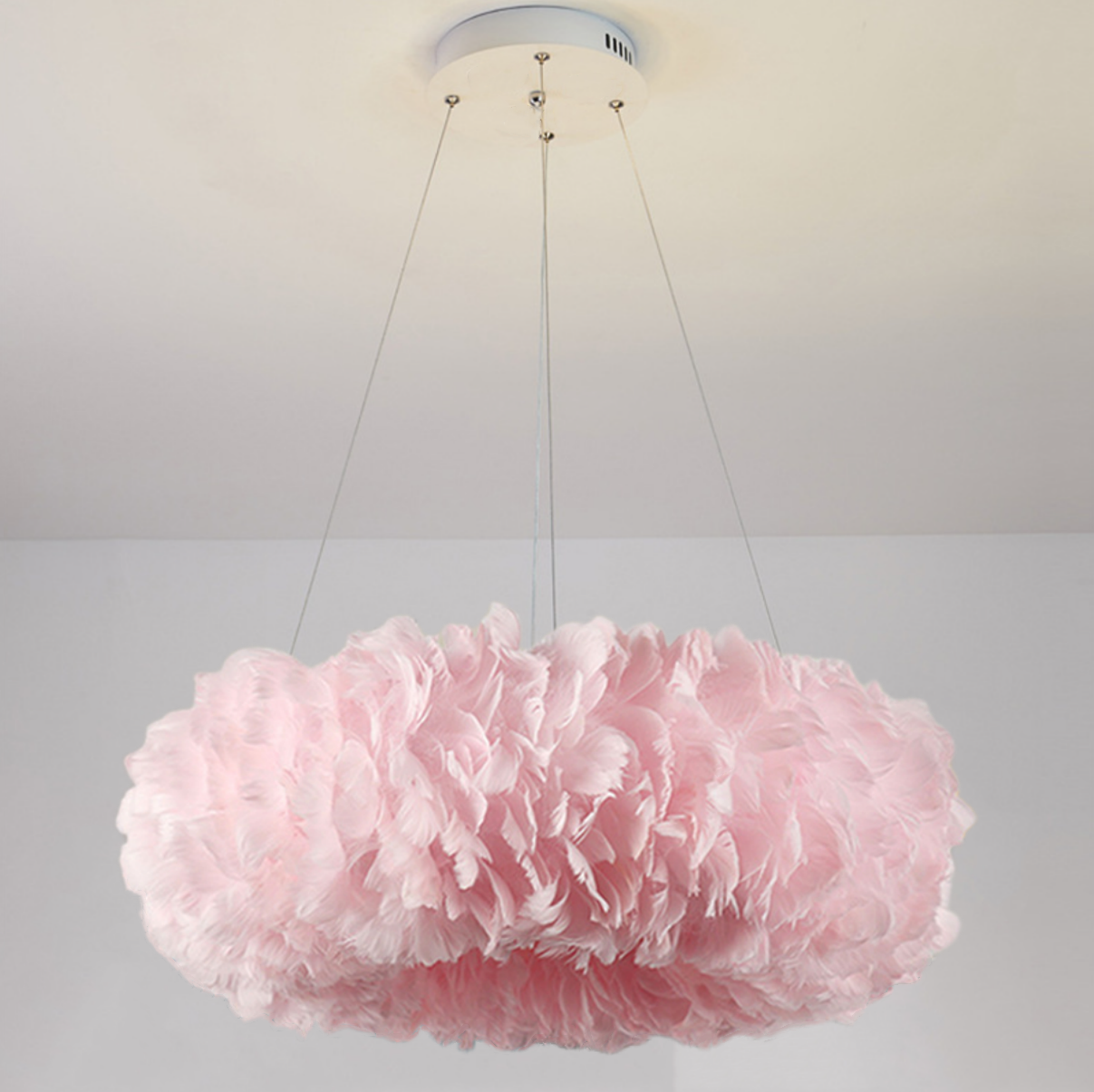 FJFJGO PENDANT LIGHTS Pink Feather Chandelier Girls Room Light Fixture Nordic Feather Pendant Light