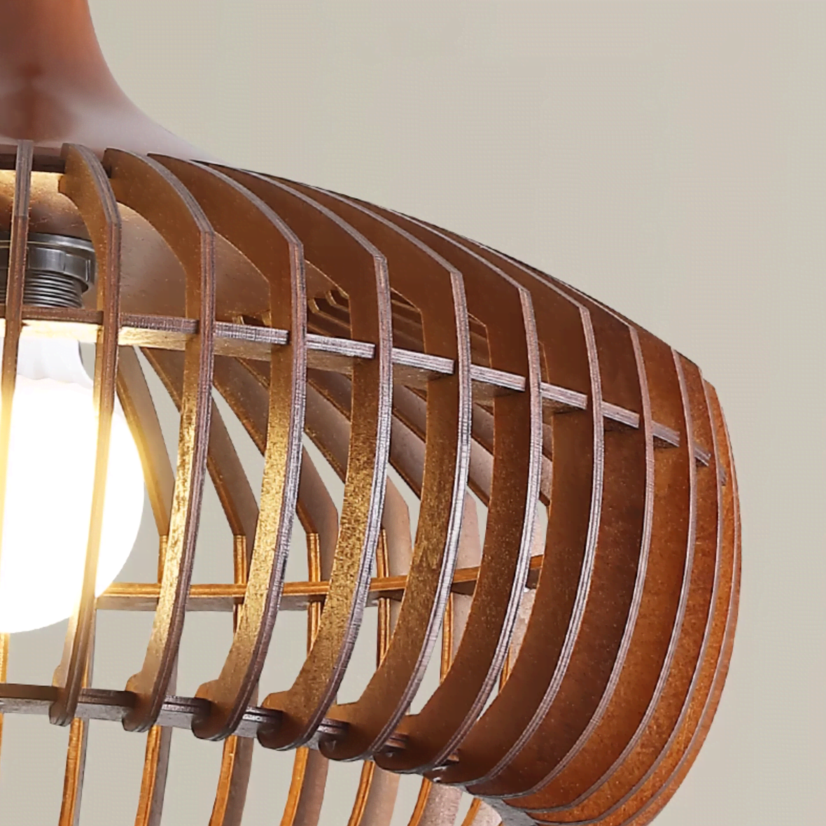 FJFJGO PENDANT LIGHTS Modern Farmhouse Wood Pendant Light Mid-Century Wooden 1 Light Rustic Cage Chandelier