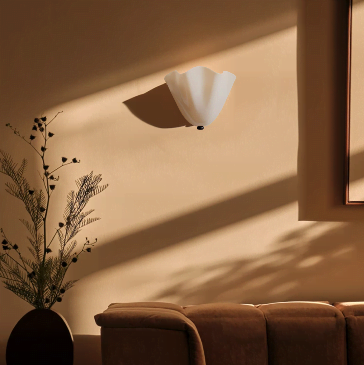 FJFJGO WALL LIGHTS Milk White Glass Wall Sconce Mid-Century Modern Shell Shaped 2 Lights