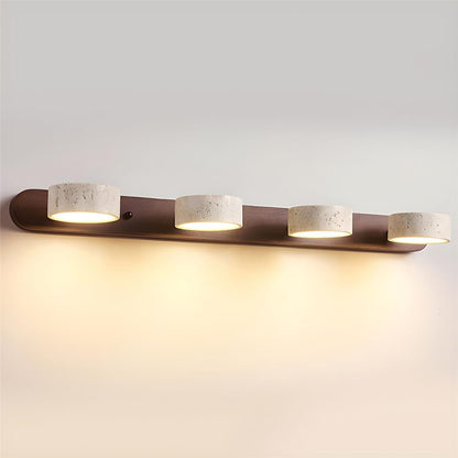 FJFJGO WALL LIGHTS Walnut Wood Farmhouse Bathroom Vanity Light 3 Lights Natural Stone Wall Sconce Light Over Mirror