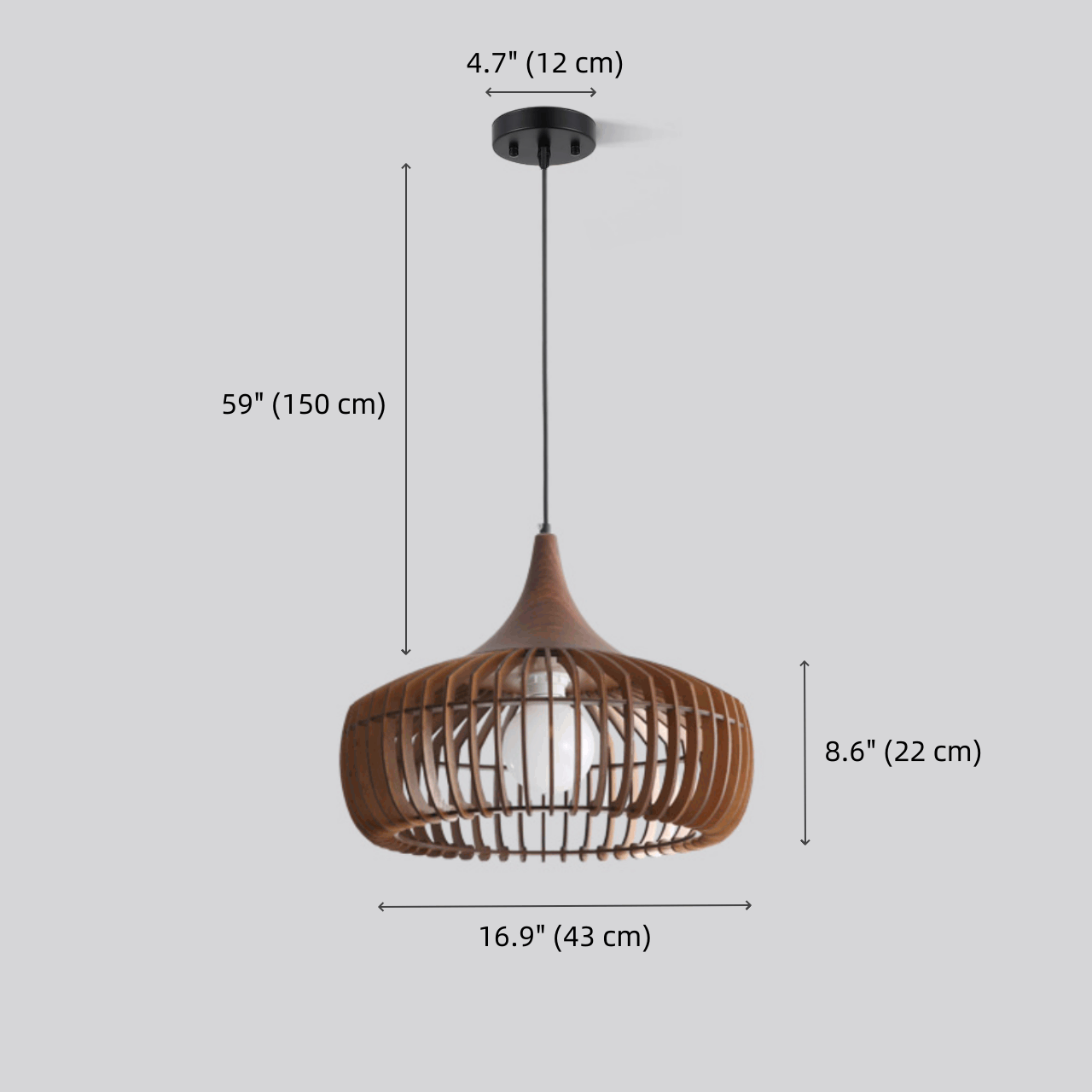 FJFJGO PENDANT LIGHTS Modern Farmhouse Wood Pendant Light Mid-Century Wooden 1 Light Rustic Cage Chandelier