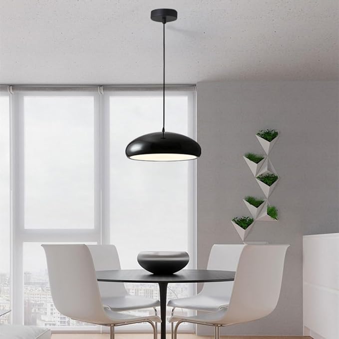 FJFJGO PENDANT LIGHTS FJFJGO PENDANT LIGHTS Mid-Century Modern Black Pendant Light Large Dome Chandelier Scandinavian Hanging Lamp