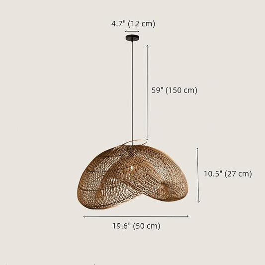 FJFJGO PENDANT LIGHTS Dark Brown Rattan Pendant Light Coastal Large Woven Pendant Hanging Light