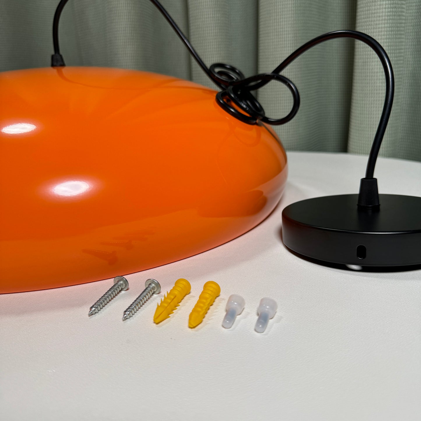 FJFJGO PENDANT LIGHTS Mid-Century Modern Orange Pendant Light Large Dome Chandelier Scandinavian Hanging Lamp