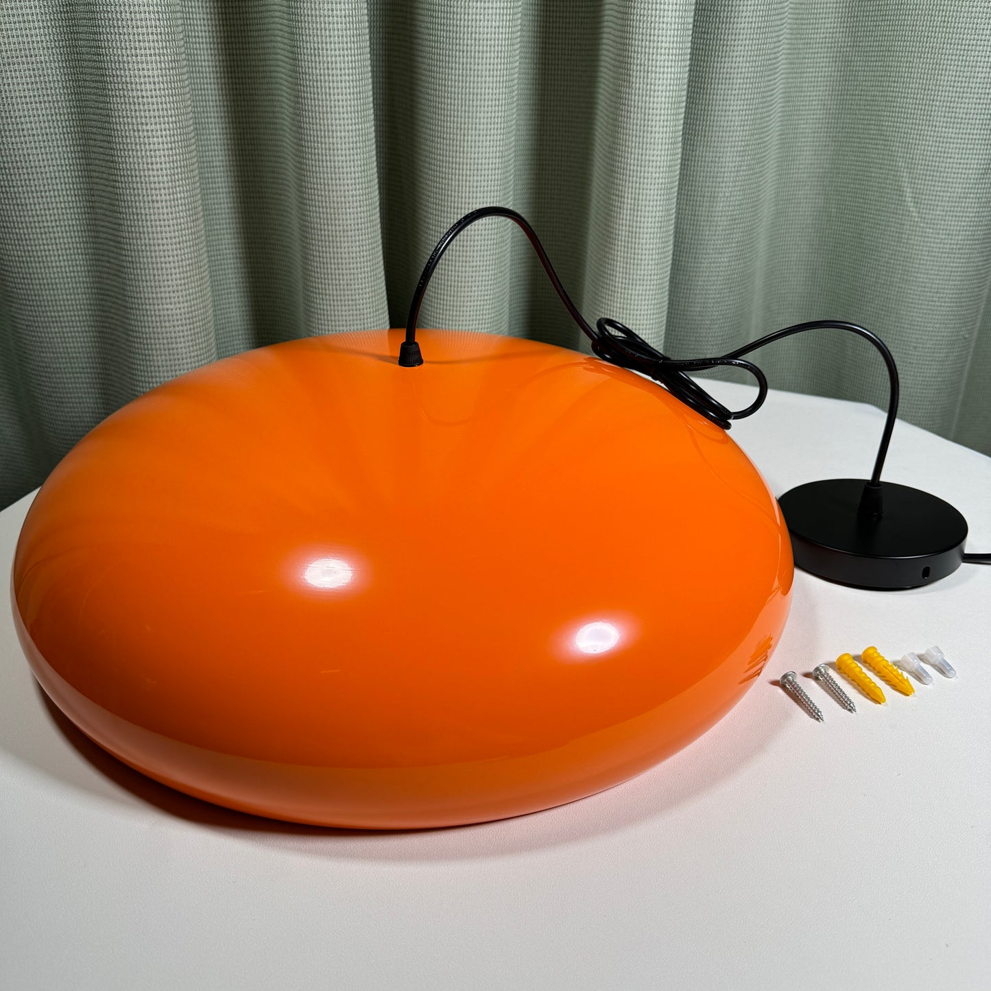 FJFJGO PENDANT LIGHTS Mid-Century Modern Orange Pendant Light Large Dome Chandelier Scandinavian Hanging Lamp