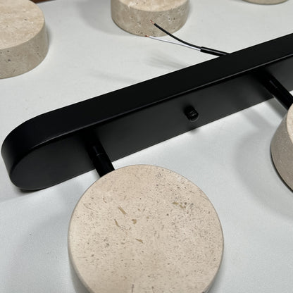 FJFJGO WALL LIGHTS Natural Stone Vanity Light Black Farmhouse Bathroom Light Fixtures Travertine Shade Wall Sconce Over Mirror