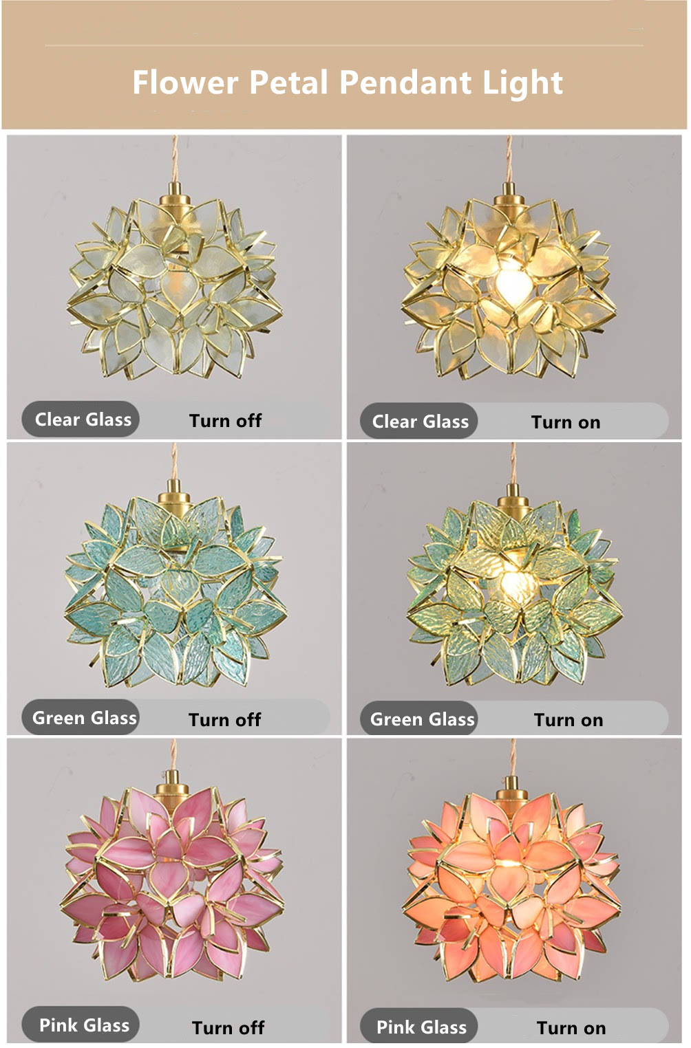 FJFJGO PENDANT LIGHTS Floral Petal Light Fixture Modern Hanging Lamp 7 Inch Mini  Pendant Lighting for Kitchen Island